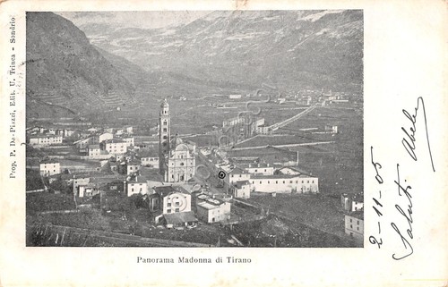 Cartolina Madonna di Tirano panorama 1905
