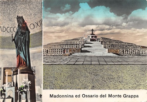 Cartolina Madonnina e Ossario del Monte Grappa 1956 (Belluno)