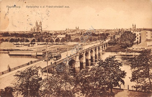 Cartolina Magdeburg panorama 1913