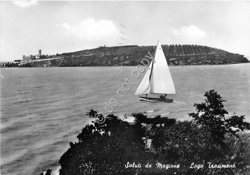 Cartolina Magione Lago Trasimeno Vela 1960