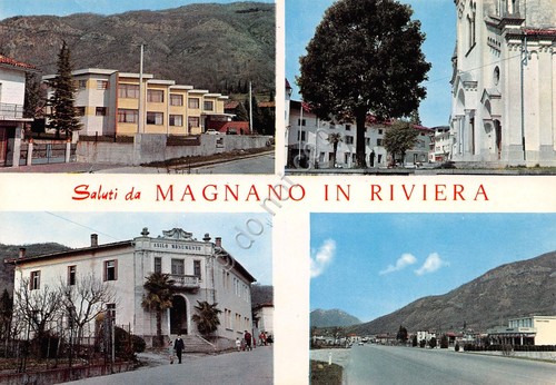 Cartolina Magnano in Riviera vedute varie paese Asili case strada …