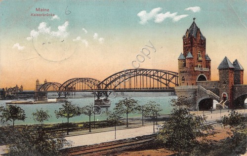 Cartolina Mainz Kaiserbrucke 1912