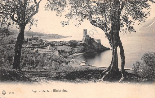 Cartolina Malcesine panorama illustrata 1911