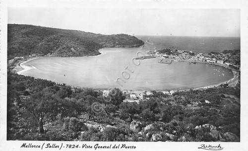 Cartolina Mallorca Vista general del Puerto 1952