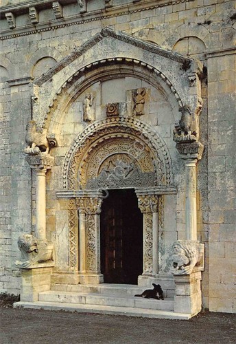 Cartolina Manfredonia San Leonardo Portale della chiesa anni '70