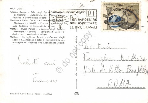 Cartolina Mantova Camera degli sposi timbro a targhetta PT 1963
