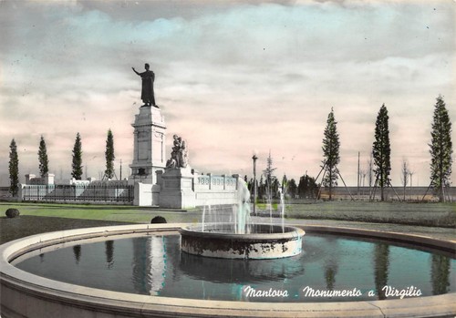 Cartolina Mantova Monumento a Virgilio 1956