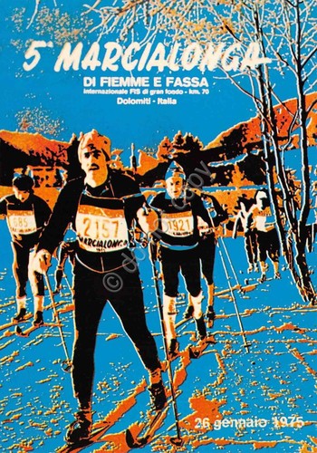 Cartolina Marcialonga di Fassa e Fiemme vedute varie animata 1975