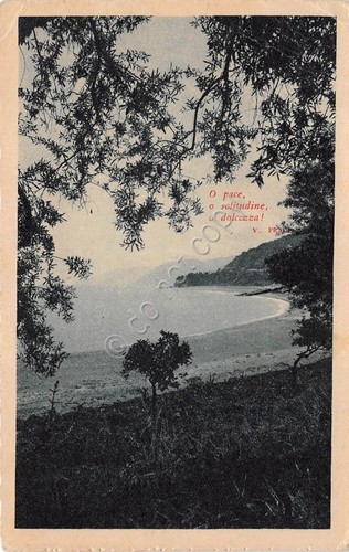 Cartolina Mare baia Poesia 1952