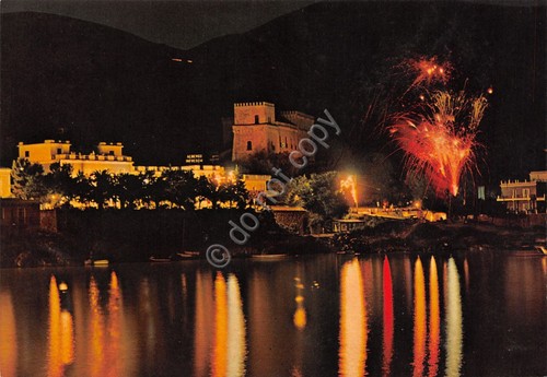 Cartolina Marina di Camerota notturno fuochi artificiali anni '70