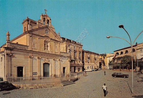 Cartolina Marina di Camerota Piazza San Domenico animata anni '80