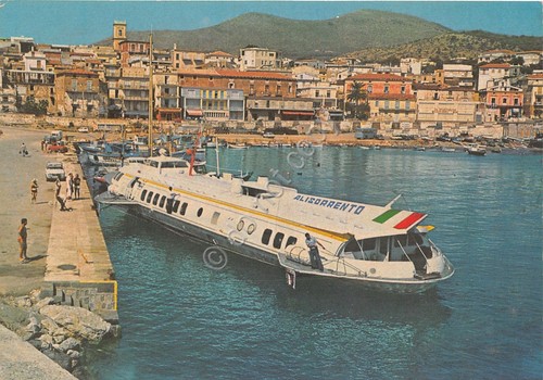 Cartolina Marina di Camerota porto arrivo aliscafo anni '70