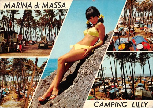 Cartolina Marina di Massa Camping Lilly Pin Up Vedutine