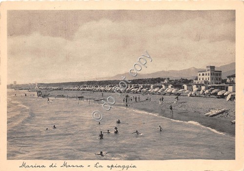Cartolina Marina di Massa Spiaggia 1936