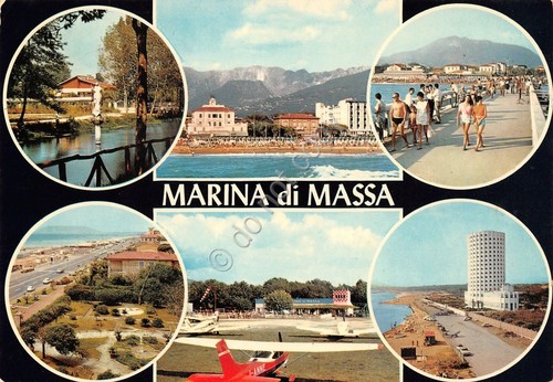 Cartolina Marina di Massa vedute 1972