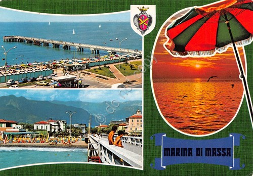 Cartolina Marina di Massa vedute varie 1980