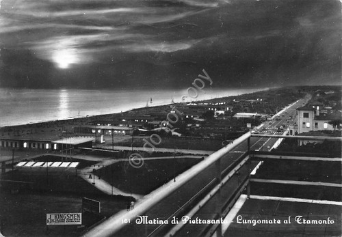 Cartolina Marina di Pietrasanta Lungomare al tramonto Kingsman quintetto america