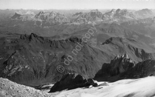 Cartolina Marmolada verso nord timbro Chalet Pian dei Fiacconi