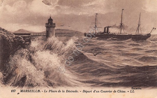Cartolina Marseille Phare de la Desirade Depart d'un courrier de …