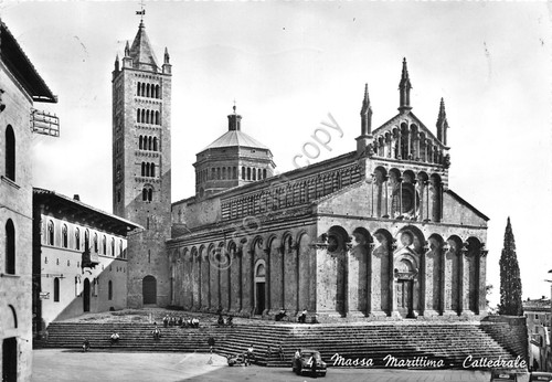 Cartolina Massa Marittima Cattedrale auto animata 1962