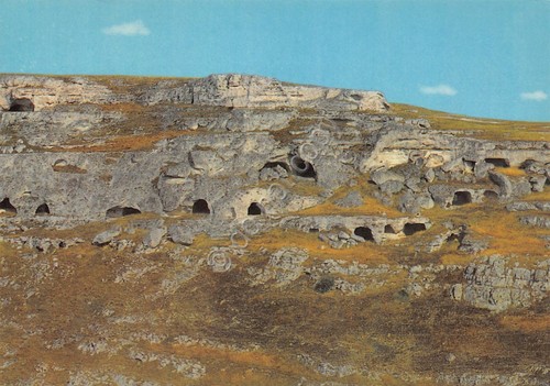 Cartolina Matera Caverne sul torrente la Gravina