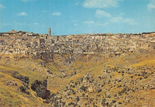 Cartolina Matera panorama sul torrente Gravina