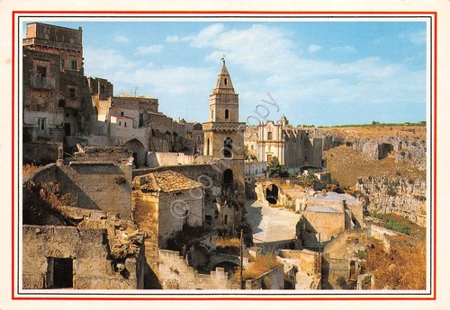 Cartolina Matera Sasso Barisano e Chiesa S. Agostino
