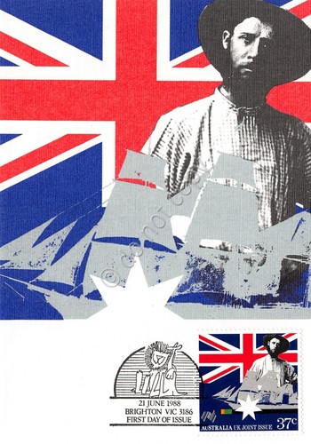 Cartolina Maximum Australia joint issue with UK emigration 1988