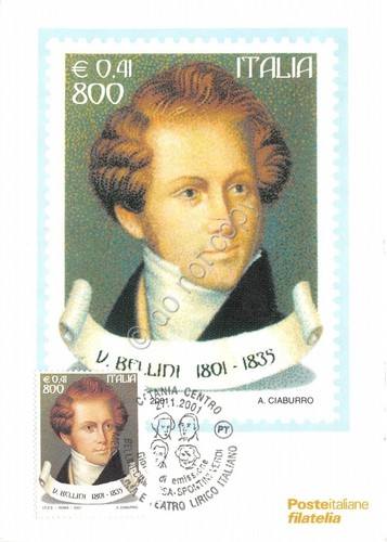 Cartolina Maximum Bellini Melodramma e teatro lirico italiano 2001