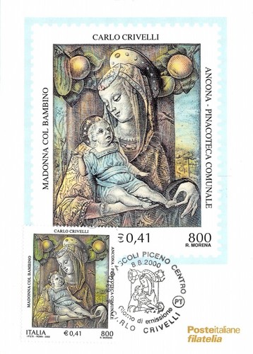 Cartolina Maximum Carlo Crivelli Madonna col Bambino Ancona Pinacoteca 2000