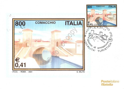Cartolina Maximum Comacchio 2001 sporca al bordo dx