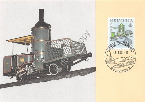 Cartolina Maximum Ferrovia a cremagliera Vitznau Rigi 1983