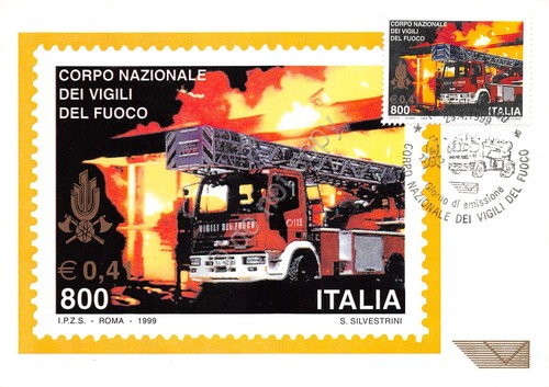 Cartolina Maximum Filatelica Corpo Nazionale Vigili del Fuoco lire 800 …