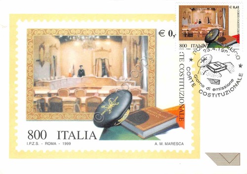 Cartolina Maximum Filatelica Corte Costituzionale lire 800 1999