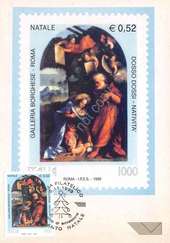 Cartolina Maximum Filatelica Dosso Dossi Natività lire 1000 1999