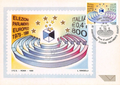 Cartolina Maximum Filatelica Elezioni Parlamento Europeo lire 800 1999