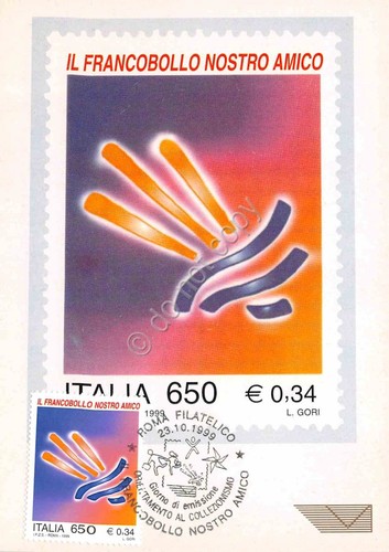 Cartolina Maximum Filatelica Il Francobollo nostro amico lire 650 1999