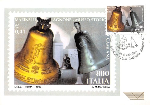 Cartolina Maximum Filatelica Marinelli Agnone Museo campana lire 800 1999