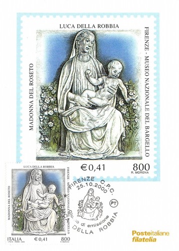 Cartolina Maximum Luca della Robbia Madonna del roseto 2000