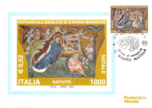 Cartolina Maximum Patriarcato Basilica S.M.Maggiore Natività 2001 grinze