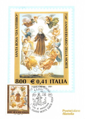 Cartolina Maximum Santa Rosa da Viterbo 750° anniversario morte 2001