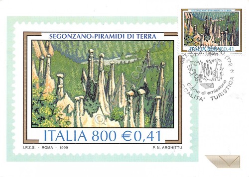 Cartolina Maximum Segonzano Piramidi di terra 1999