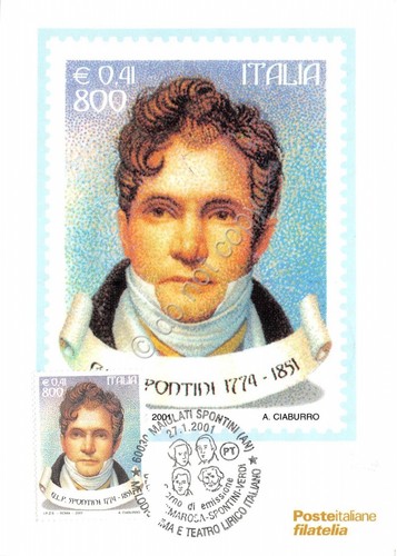 Cartolina Maximum Spontini Melodramma e teatro lirico italiano 2001