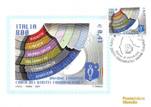 Cartolina Maximum Unione Europea Carta dei Diritti fondamentali 2001