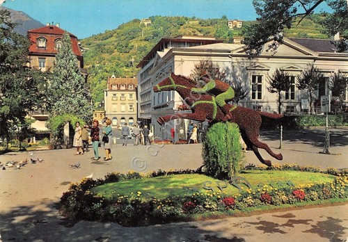 Cartolina Merano passeggiata fantino a cavallo 1966 (Bolzano)