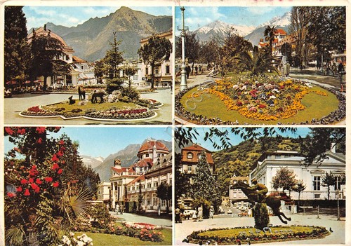 Cartolina Merano passeggiata vedute varie 1965