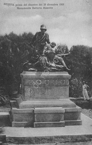 Cartolina Messina ante 1908 Monumento Batteria Masotto Micali Santi 19961
