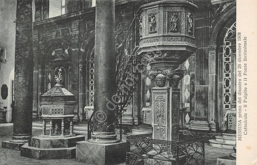 Cartolina Messina ante disastro 1908 Cattedrale Fonte Battesi Micali Santi …