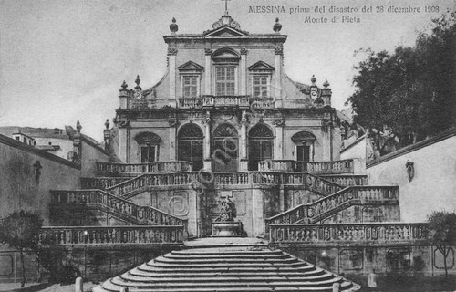 Cartolina Messina ante disastro 1908 Monte di Pietà Micali Santi …