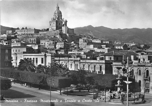 Cartolina Messina Fontana Montorsoli Tempio Cristo Re Timbro Settimana Lettura